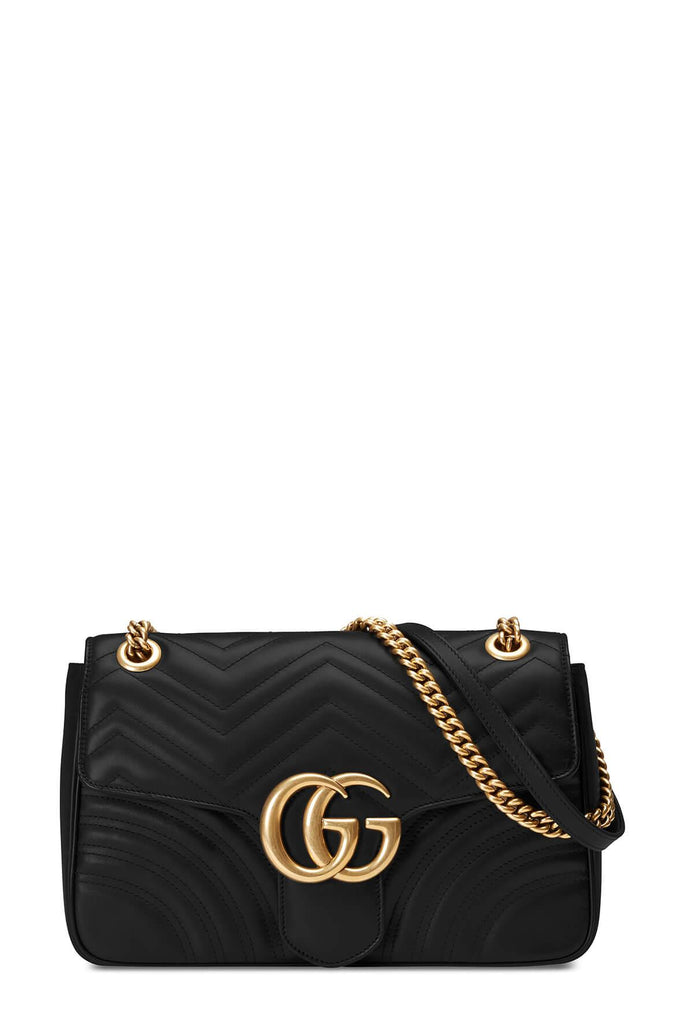 GG Marmont Medium Matelasse Shoulder Bag Black - GUCCI