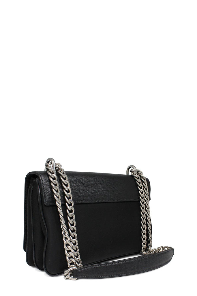 Saffiano Lux Nylon Chain Shoulder Bag Black - PRADA