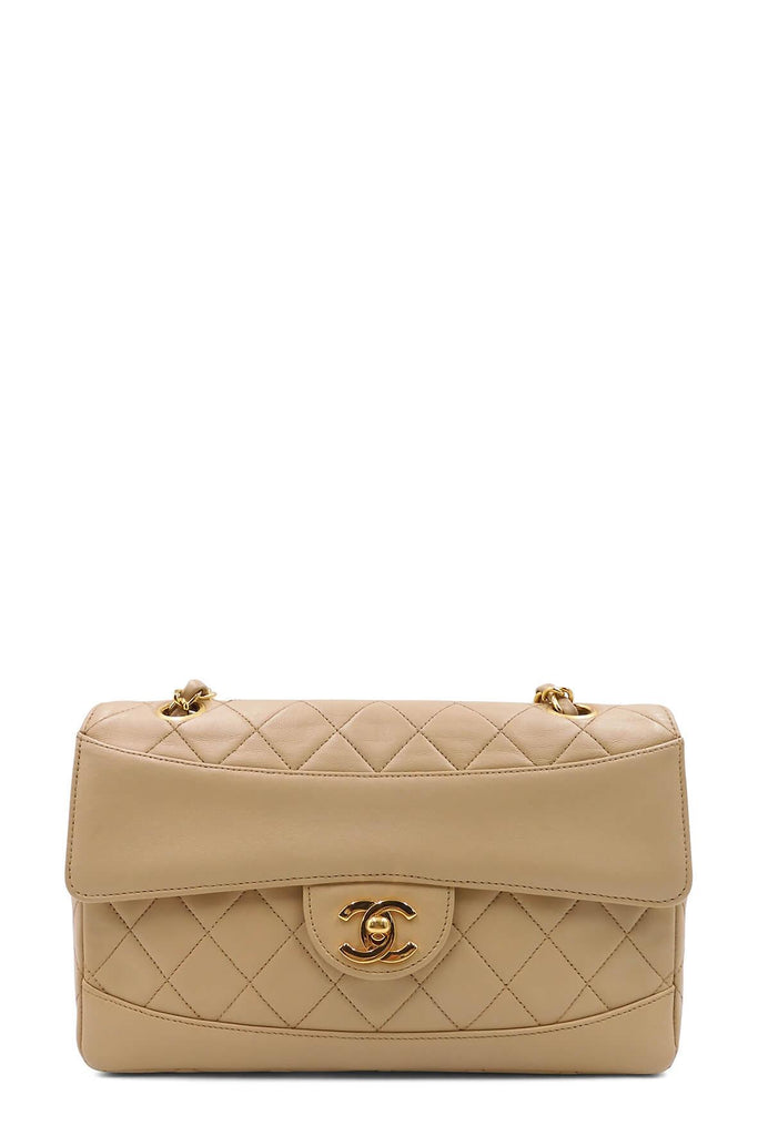 Quilted Single Flap Bag Beige with Gold Hardware - CHANEL