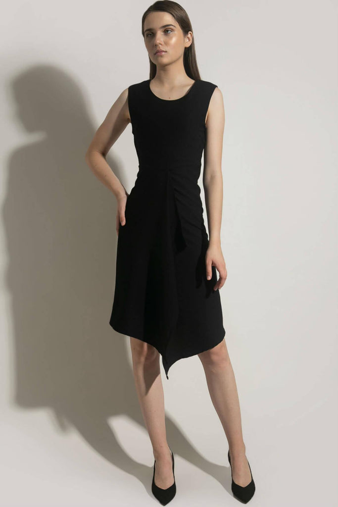 Asymmetric A-Line Black Dress - Odile