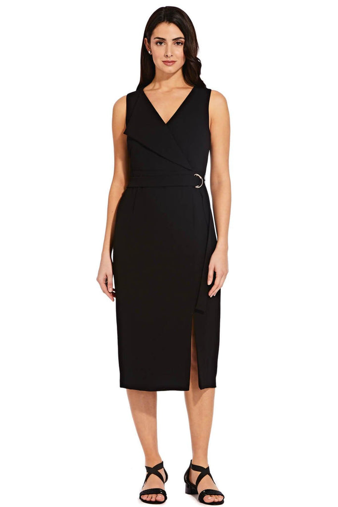 Midi Sheath Dress with Belted Waist - Adrianna Papell