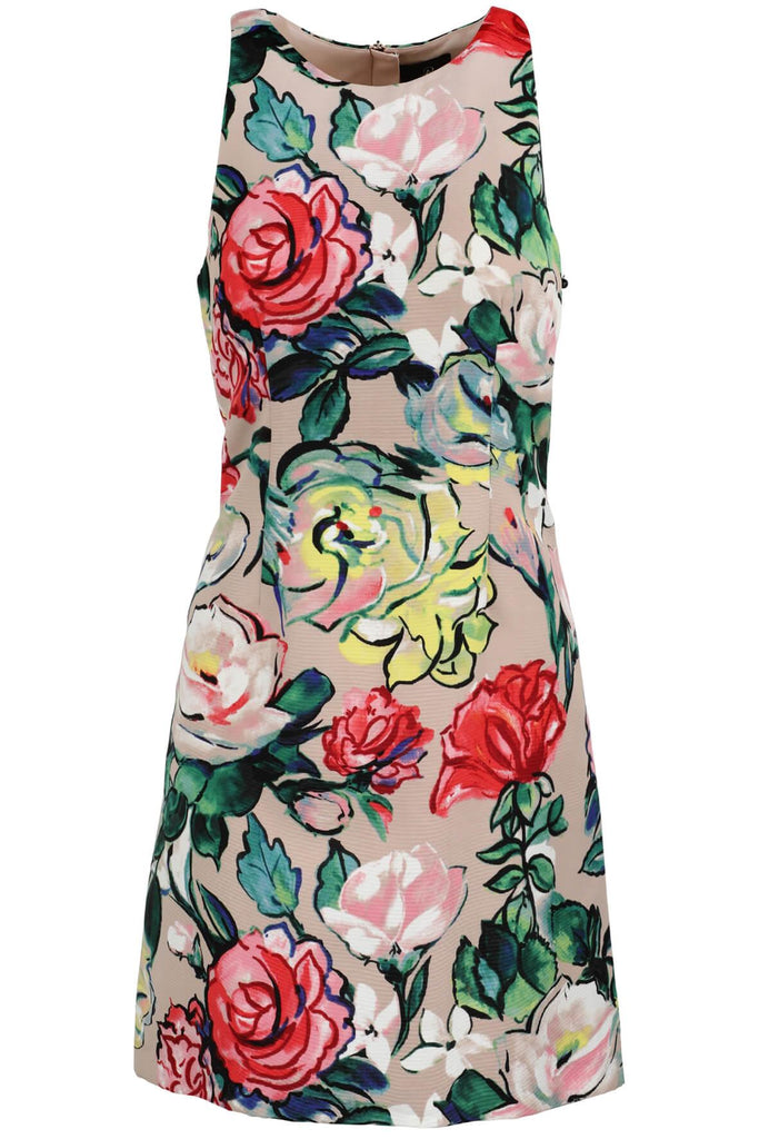 Stained Glass Floral Halter Dress with Exposed Zipper - Adrianna Papell