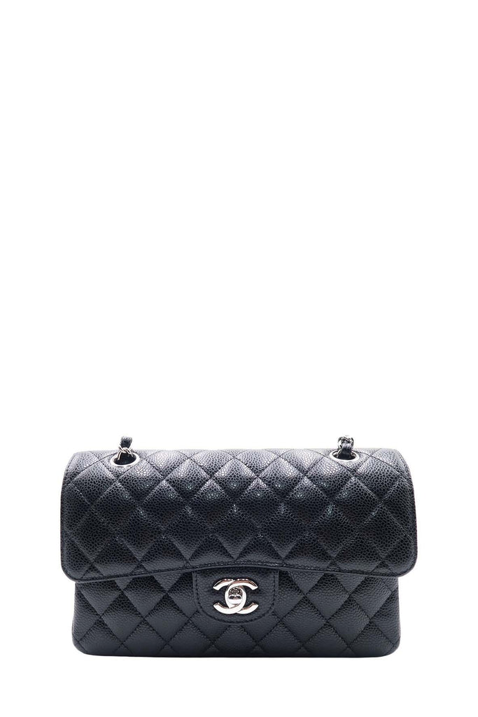Quilted Classic Small Double Flap Bag with Silver Hardware Black - CHANEL