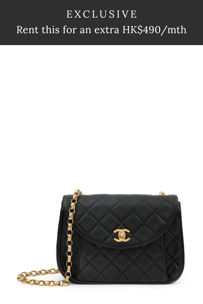 Vintage Quilted Lambskin Square Flap Bag Black - CHANEL