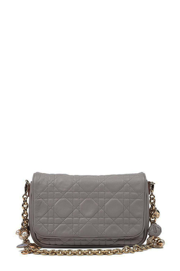 Cannage Mini Bag with Embellished Chain Grey - Dior