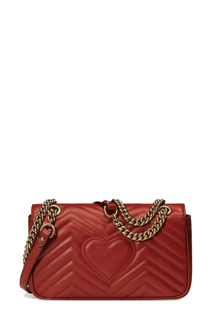 GG Marmont Small Matelasse Shoulder Bag Hibiscus Red - GUCCI