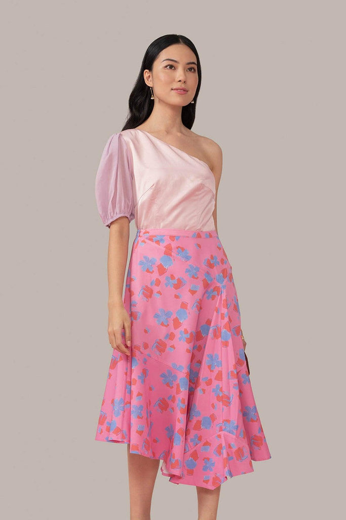 New York Groove Asymmetric Skirt in Sakura Multi - Minor Miracles