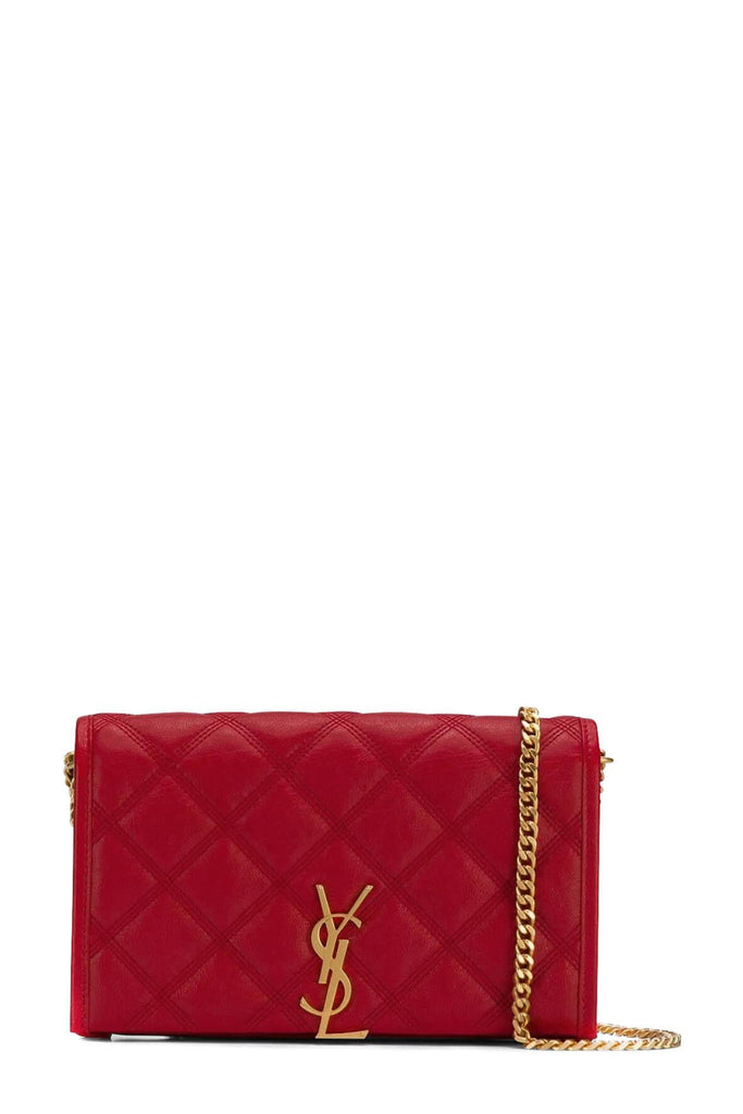 Becky Diamond-Quilted Chain Wallet Eros Red - SAINT LAURENT