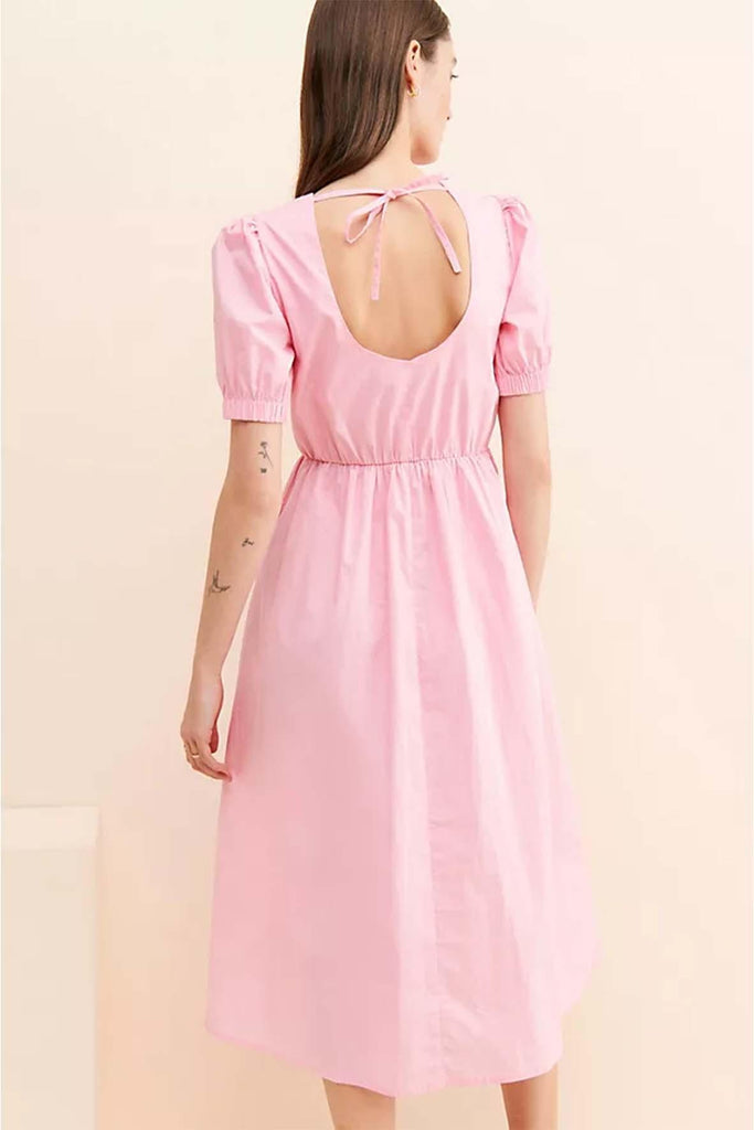 Adriana Poplin Midi Dress In Pink - GREYLIN