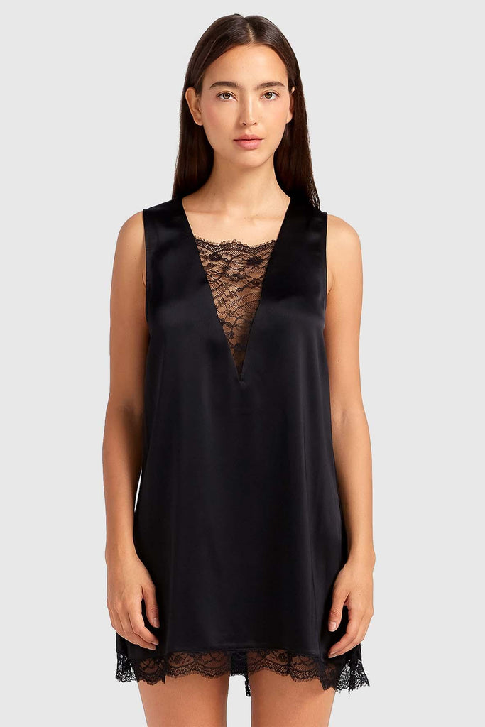 After Party Lace Mini Dress In Black - BELLE & BLOOM