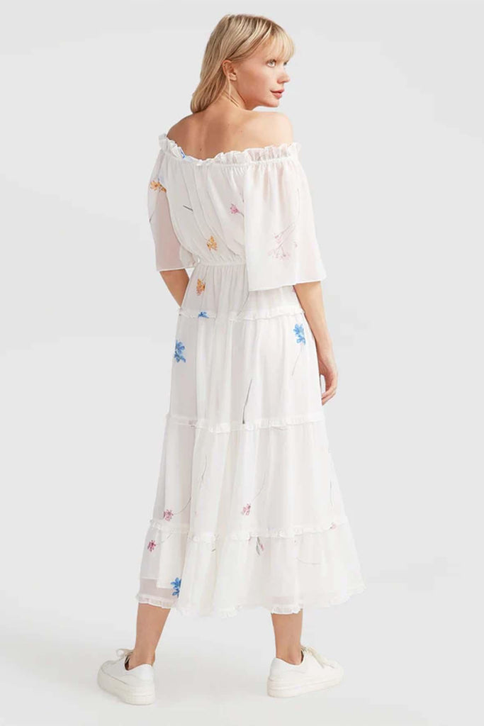 La Femme Tiered Maxi Dress In White - BELLE & BLOOM