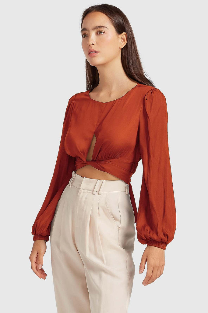 No Way Home Cropped Top In Terracotta - BELLE & BLOOM