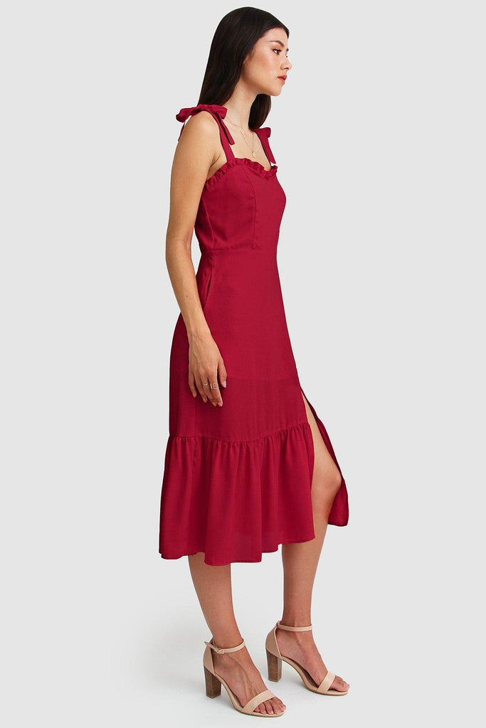 Summer Storm Midi Dress in Red - Belle & Bloom