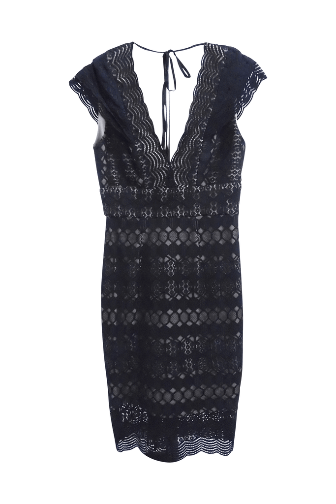 Black Geometric Shape Lace Dress - Aijek
