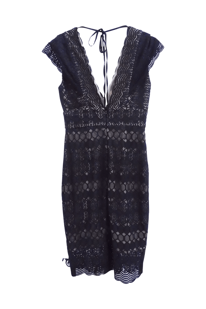 Black Geometric Shape Lace Dress - Aijek