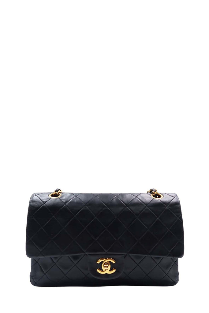 Vintage Quilted Lambskin Medium Classic Flap Bag Black with Gold Hardware - Chanel