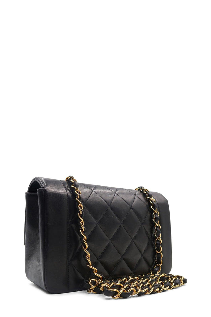 Vintage Quilted Lambskin Small Diana Flap with Gold Hardware Black - CHANEL