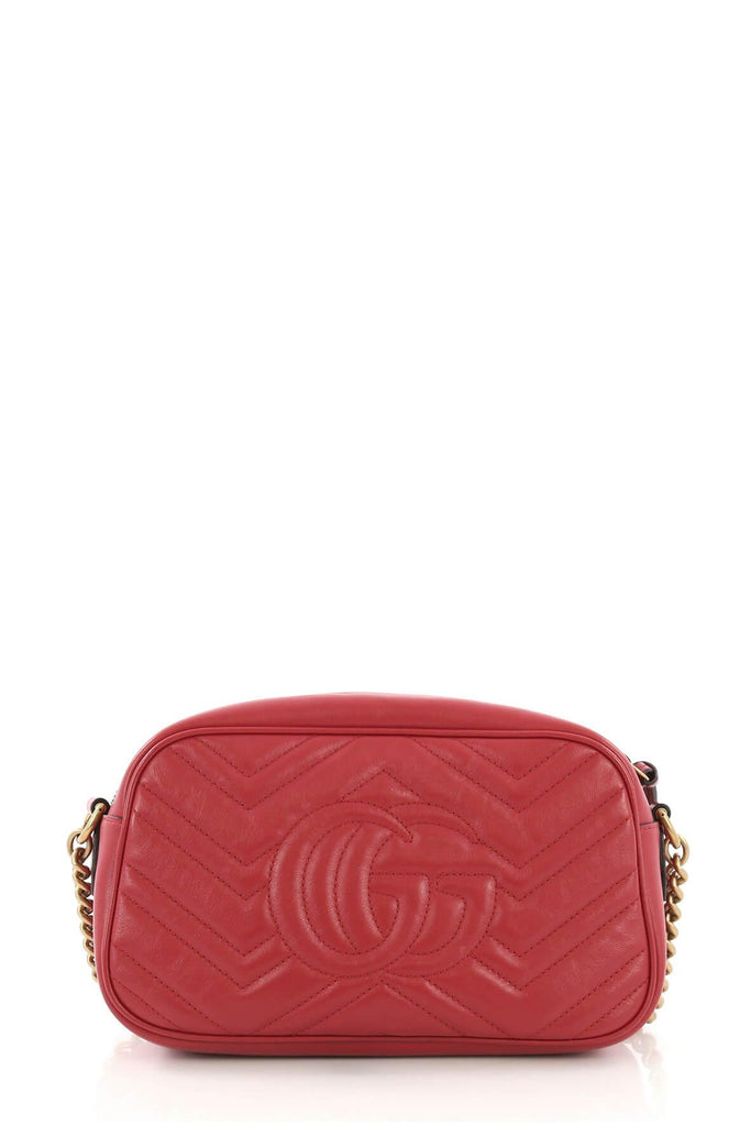 Small GG Marmont Matelasse Shoulder Bag Red - GUCCI