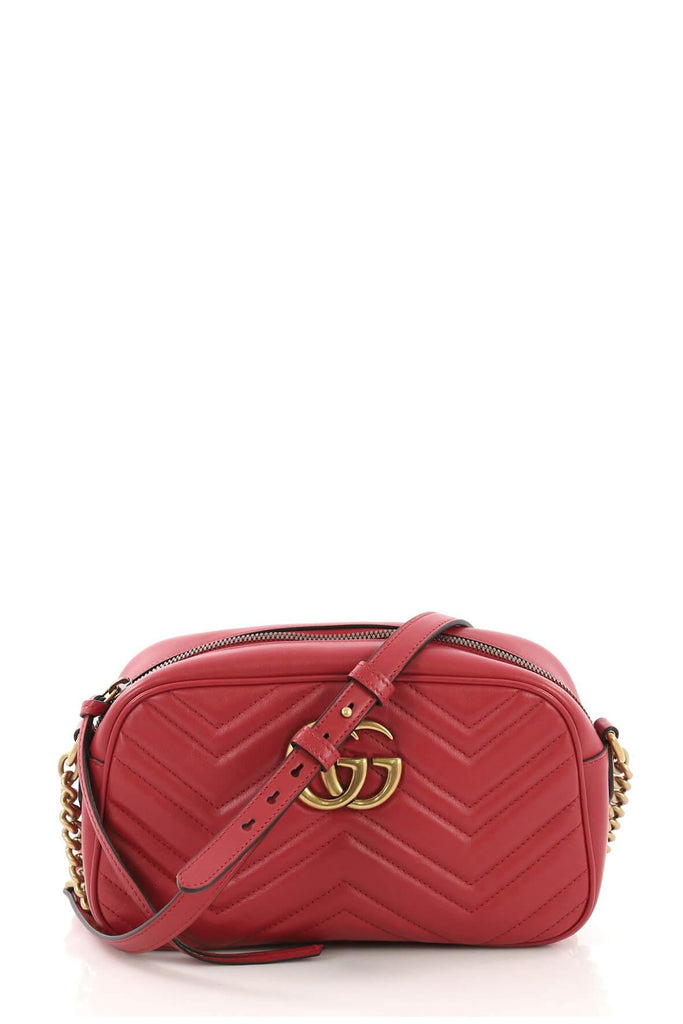 Small GG Marmont Matelasse Shoulder Bag Red - GUCCI
