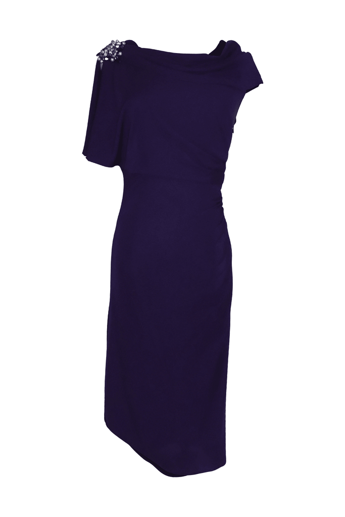 One Shoulder Purple Dress - Mischka Collection