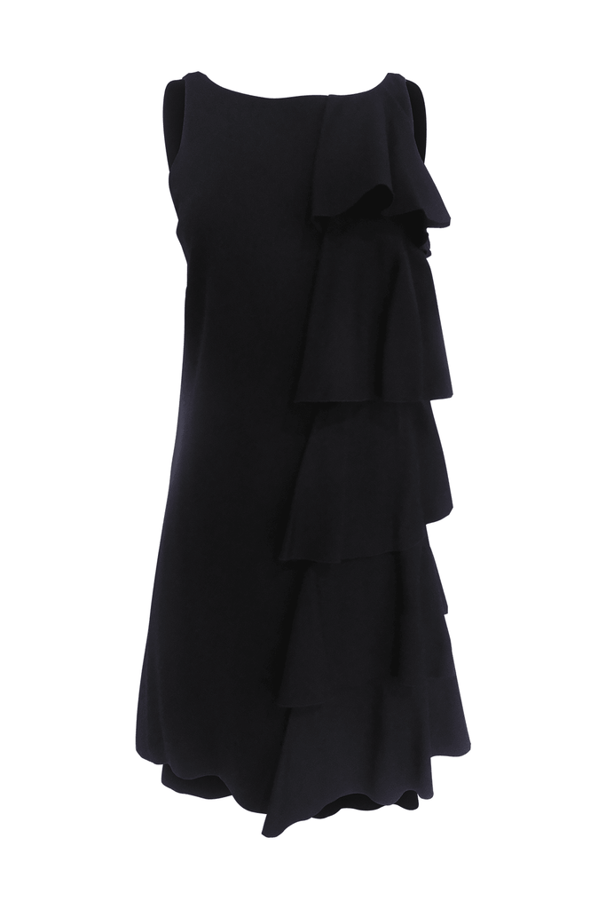 Black Sleeveless Ruffled Mini Dress - Moschino