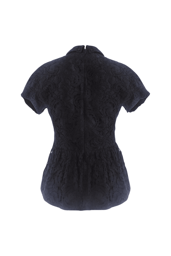 Black Laced Collared Top - Carven