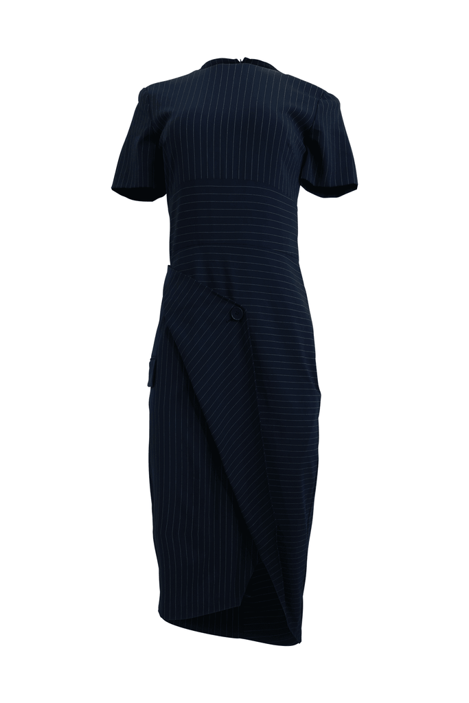Striped Navy Maxi Dress - Dkny