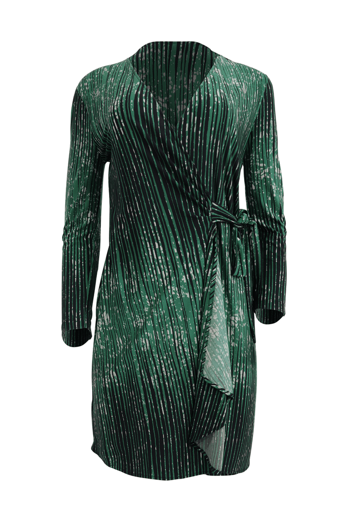 Green Striped Wrap Dress - Bcbgmaxazria