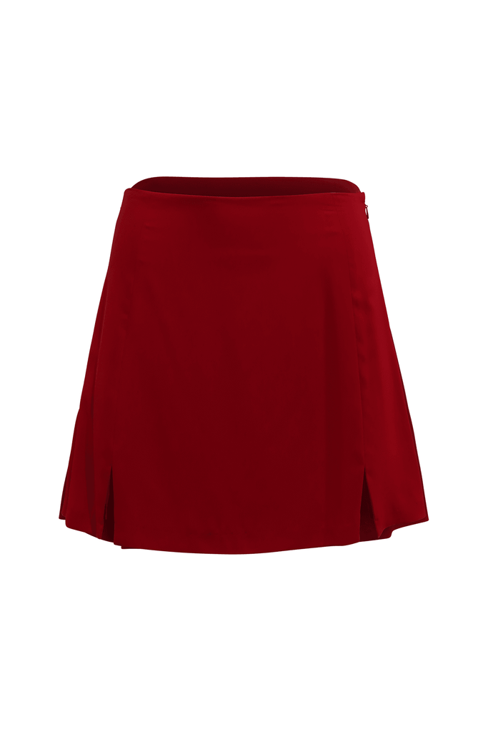 Red Mini Skirt With Front Slit - Capulet