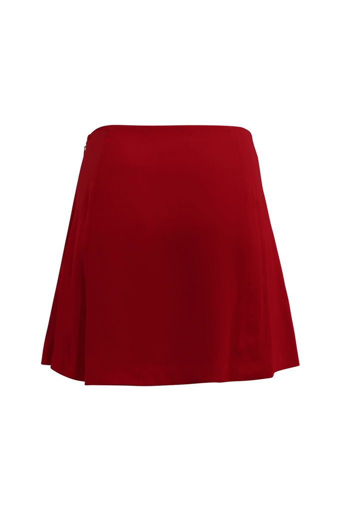 Red Mini Skirt With Front Slit - Capulet