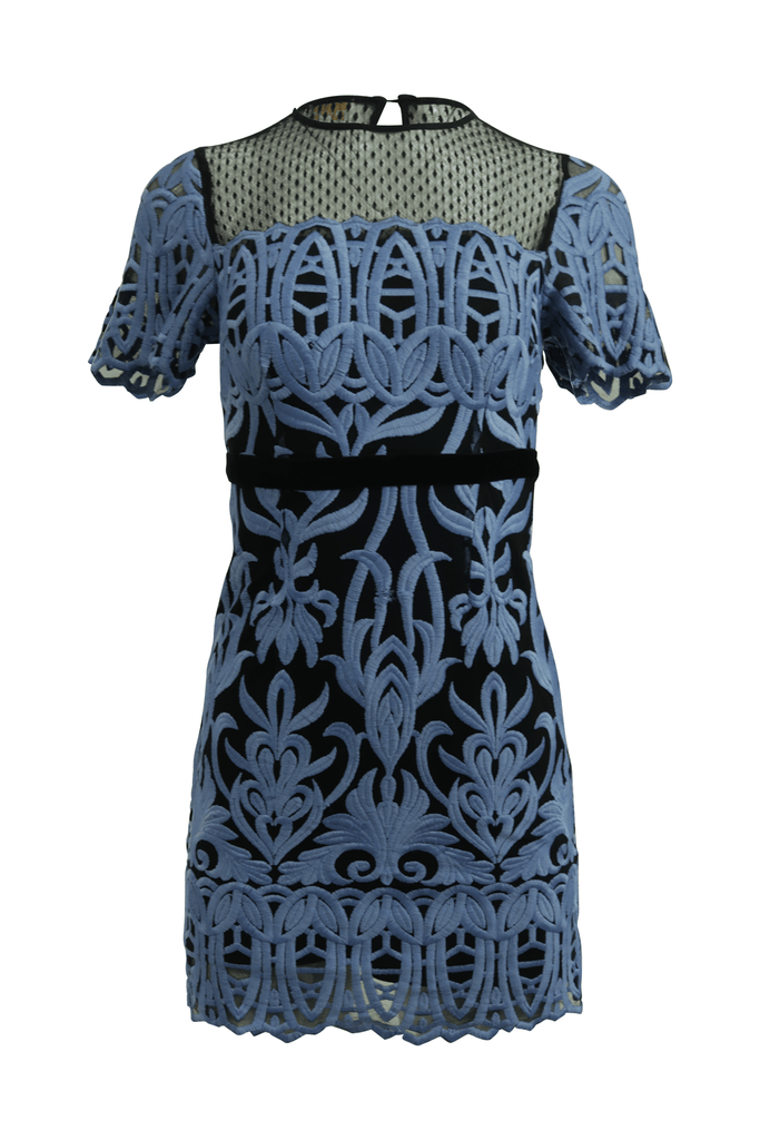 Black Midi Dress With Light Blue Embroidery - Foxiedox