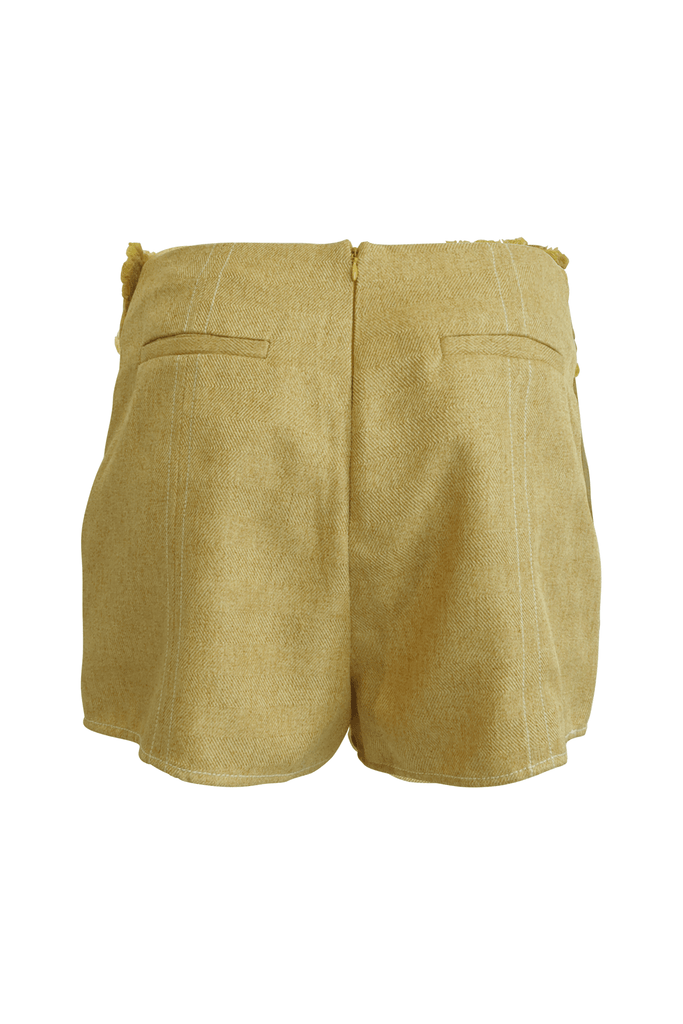 Yellow Furry Shorts With Belt - Moon River