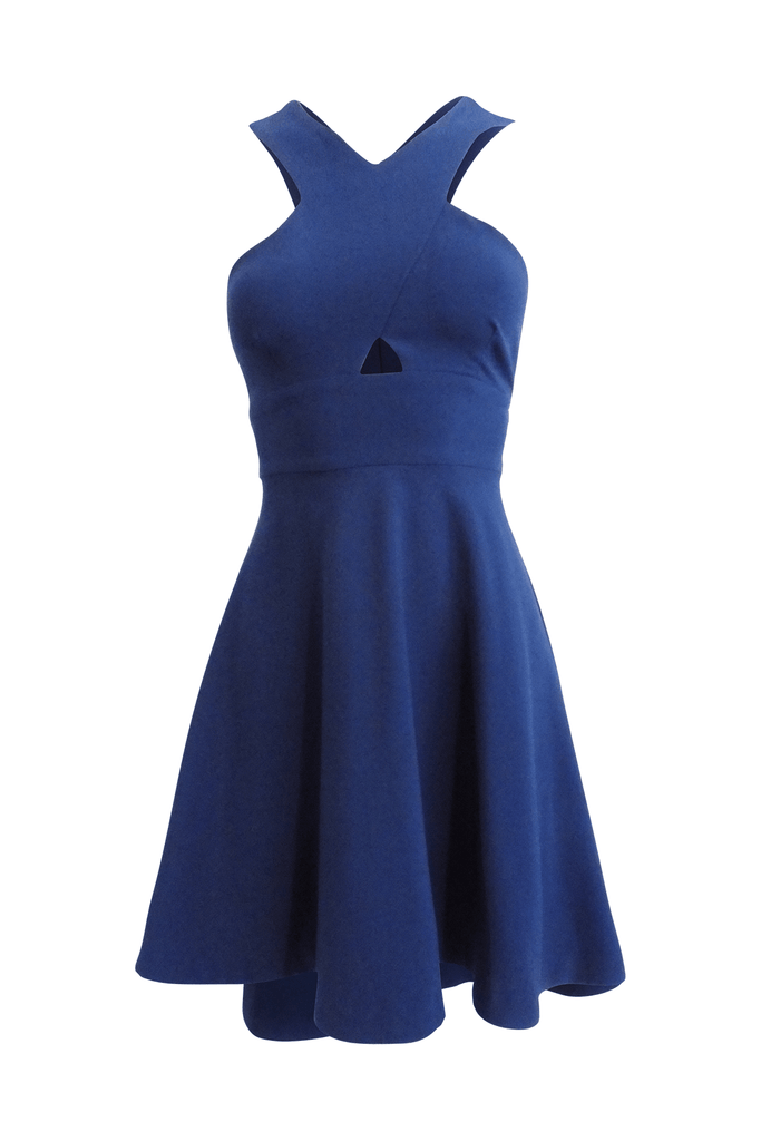 Navy Blue Crossover Short Skirt - Likely