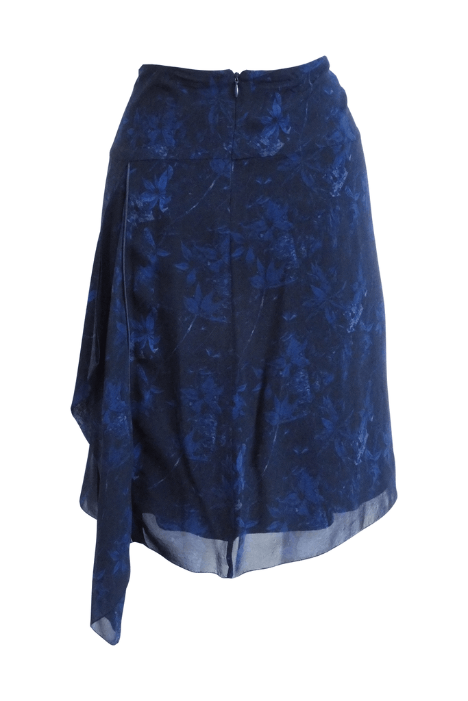 Dark Blue Floral Ruffled Skirt - Anteprima