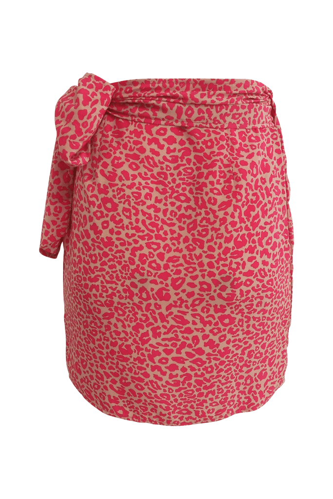 Pink Leopard Print Wrap Over Skirt - J.O.A.