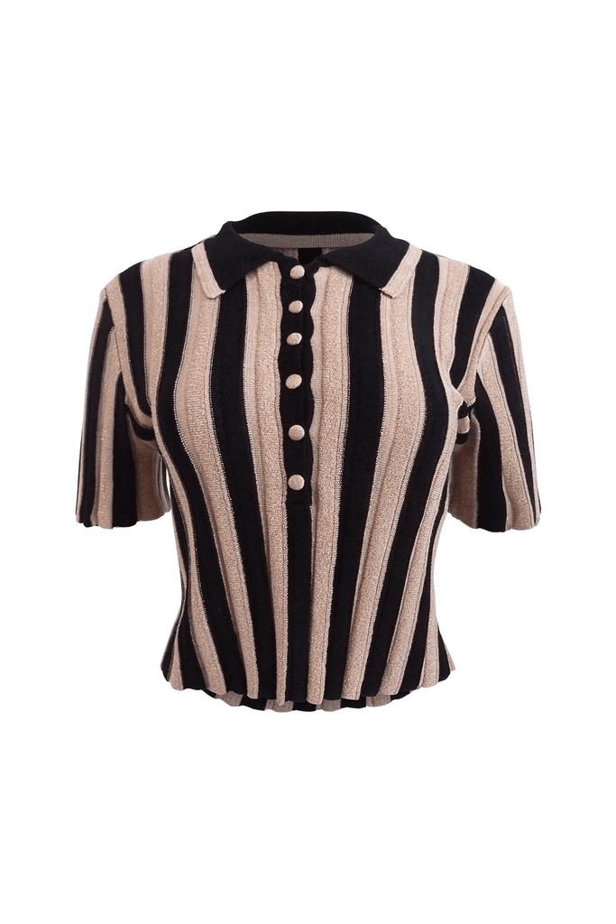 Sparkling Black And Brown Striped Blouse - J.O.A.