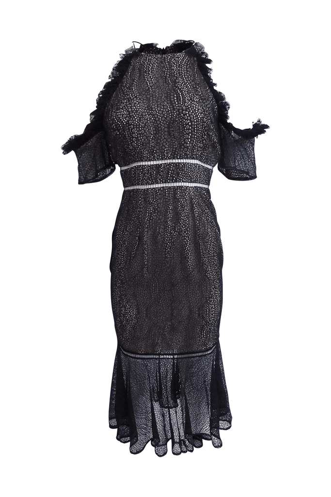 Black Halter Maxi Lace Dress - Keepsake