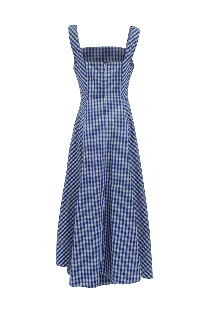 Blue Checkered Print Dress - Shoshanna
