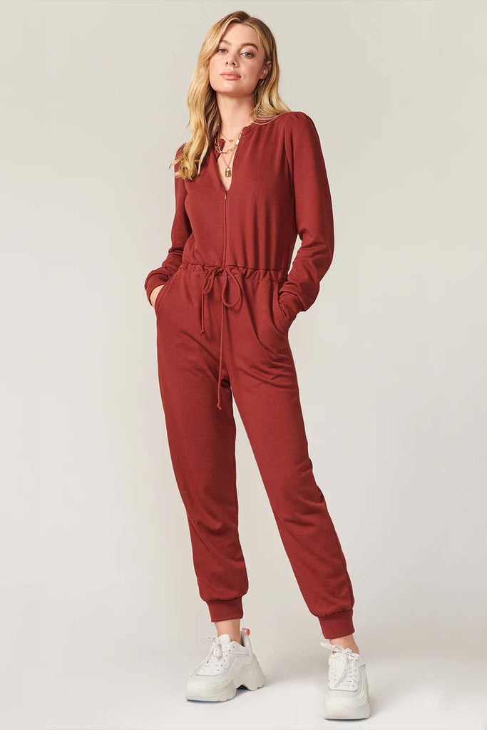 Tress Jogger French Terry Jumpsuit - Greylin