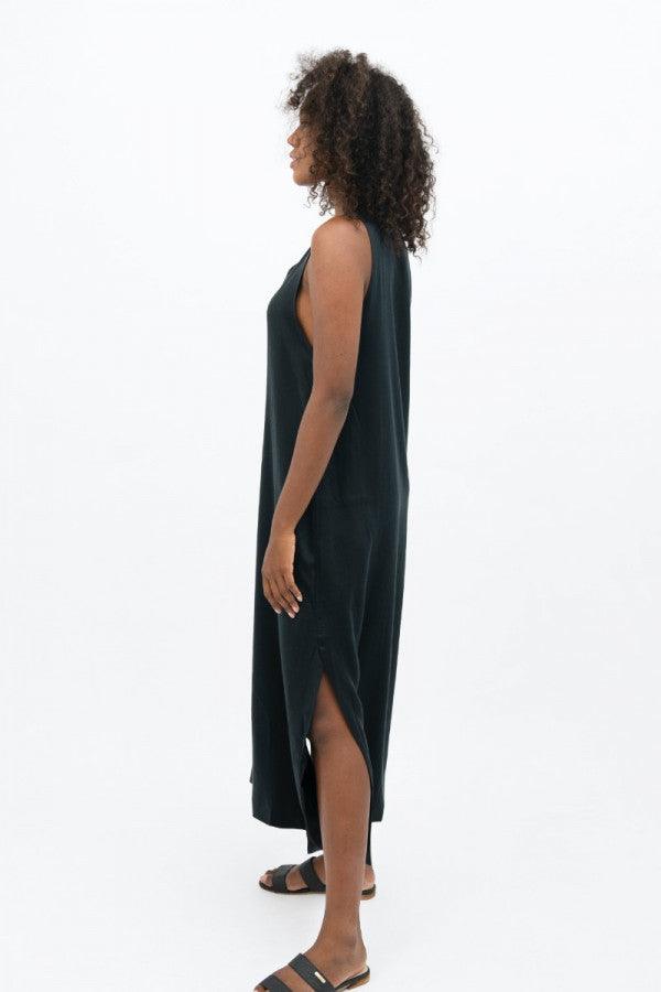 Capri Sleeveless V-neck Maxi Dress in Licorice - 1 People