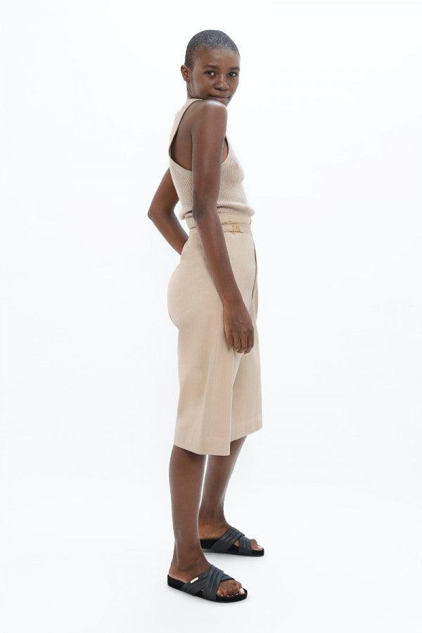Florence Organic Cotton Bermuda Shorts in Sand - 1 People