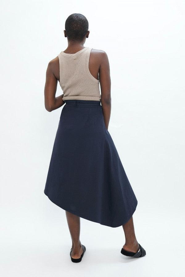 Mallorca Organic Cotton Asymmetric Skirt in Summer Night - 1 People