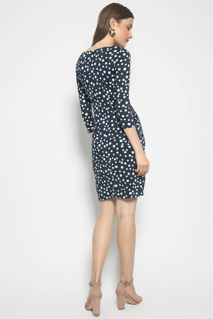 Front Ruched Dot Dress - Adrianna Papell
