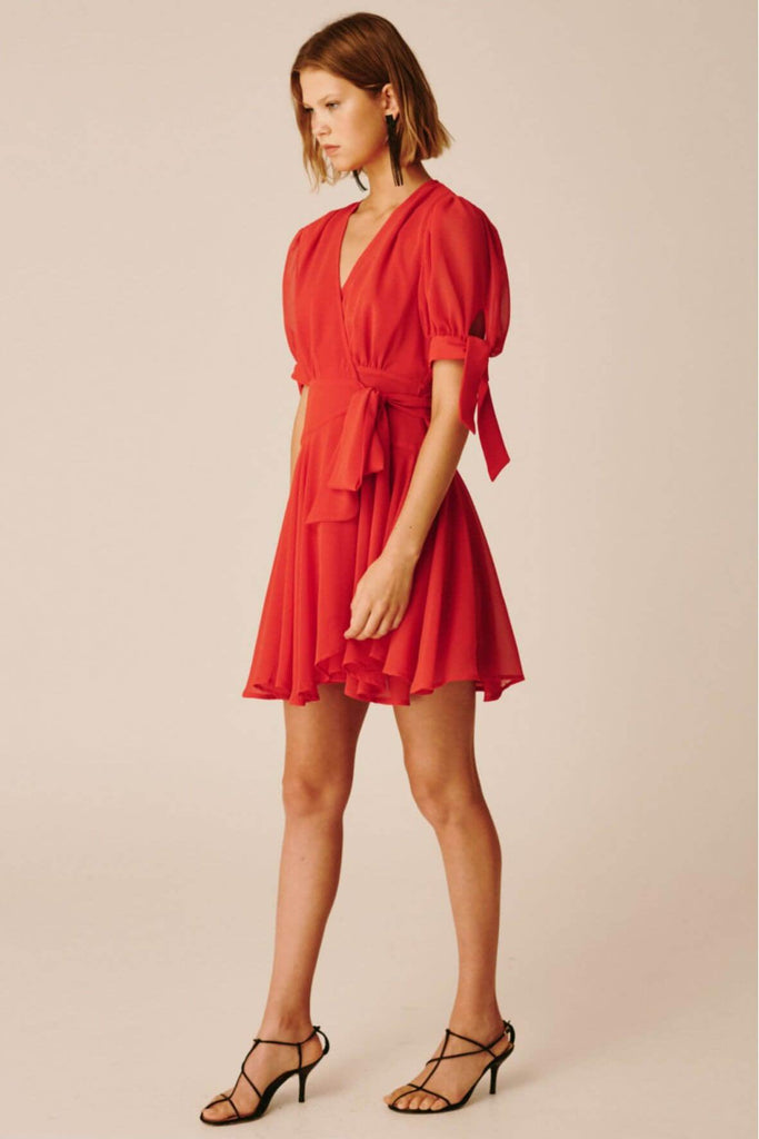 Apparent Short Sleeve Red Dress - C/Meo Collective