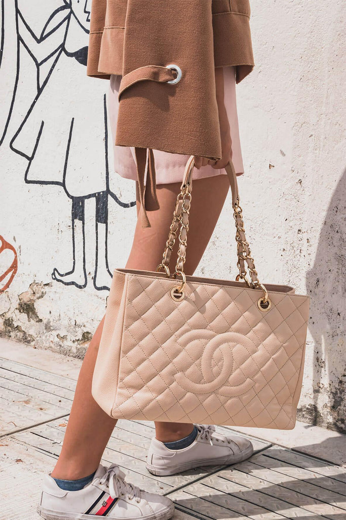 Grand Shopping Tote Beige with Gold Hardware - CHANEL