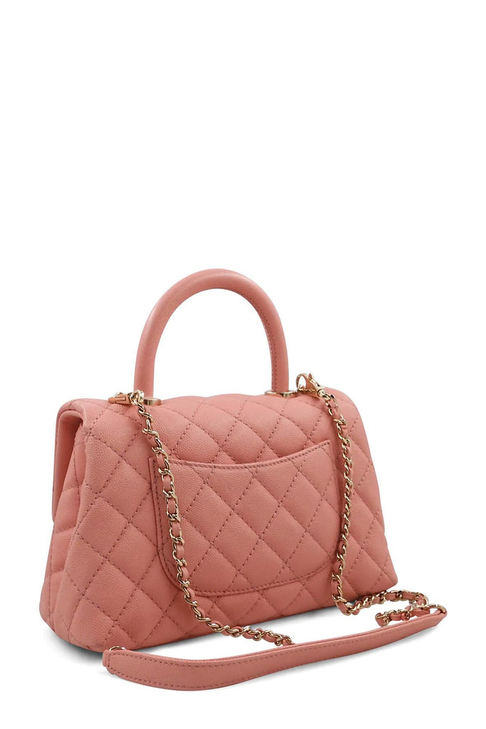 Quilted Caviar Mini Coco Top Handle Pink with Gold Hardware - CHANEL