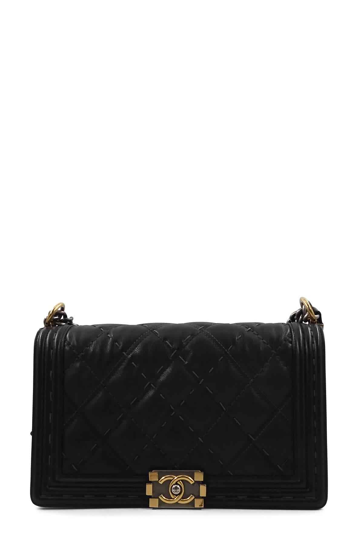 Chanel Double Stitch Boy Flap Bag Quilted Calfskin Large at