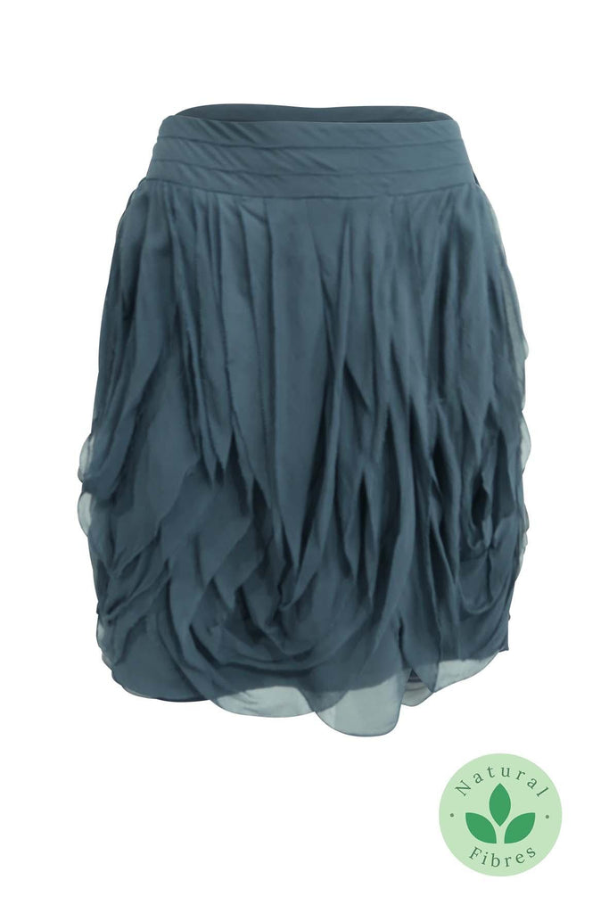 Greyish-Blue Layered Skirt - Iroo