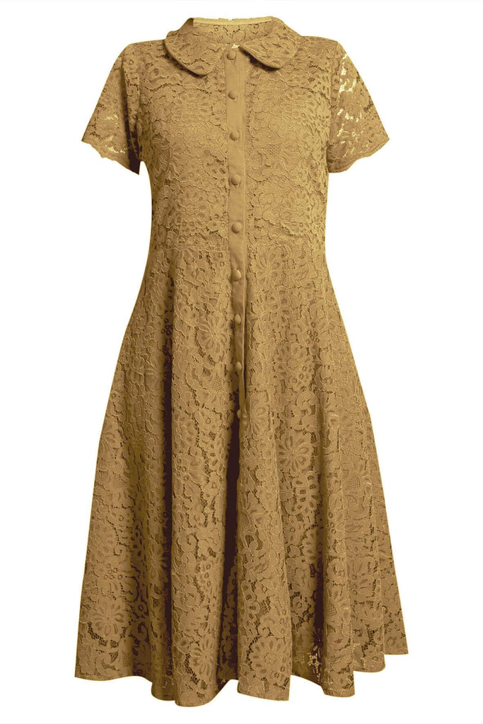 A-Line Lace Shirt Yellow Dress - Ivy & Harlow