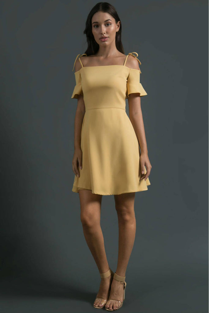 Off-the-shoulder Dress with tie straps - Ivy & Harlow